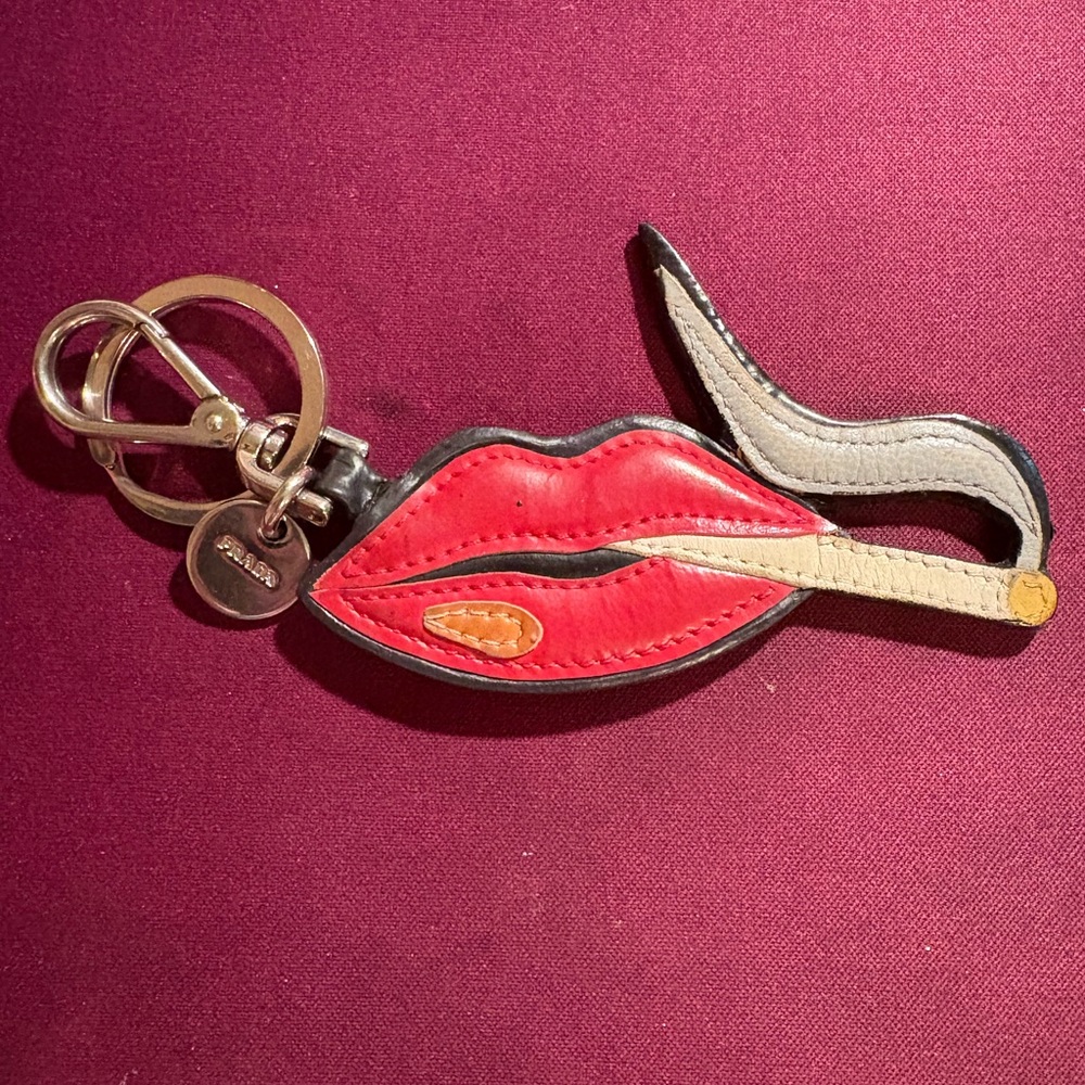 Prada Smoking Lips Leather Keychain